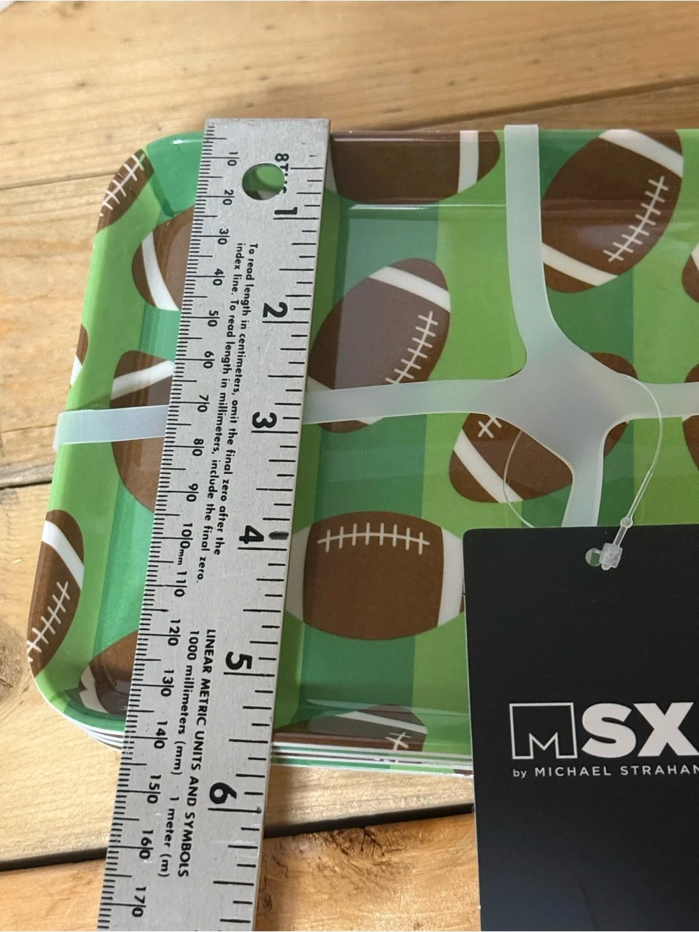 MSX Set of 4 Football Themed 100% Melamine APPETIZER PLATES (5.5” x 8”) - NWT